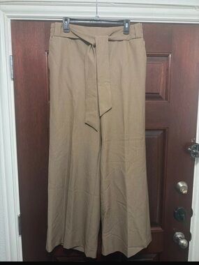 Lane Bryant Olive Brown Elastic Waist Wide Leg Pants